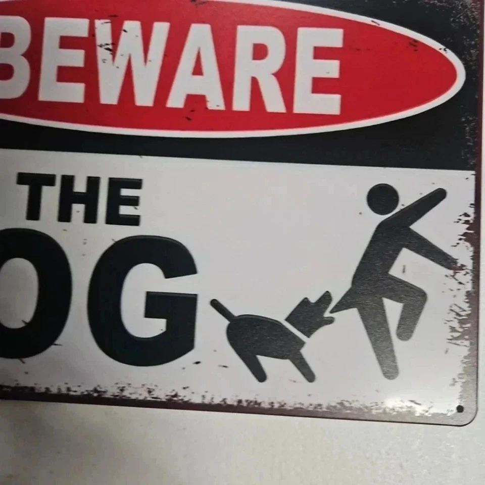 Beware of Dog Metal Sign Funny Vintage Style Tin Warning Plaque 8x12 Wall Decor - Image 4 of 4