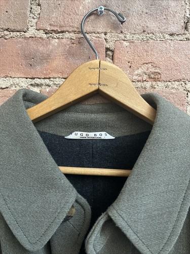 Vintage Hugo Boss Men’s Coat, Sz 40L, Gray Virgin Wool, Heavenly Fuzzy Liner Lux - Picture 7 of 14