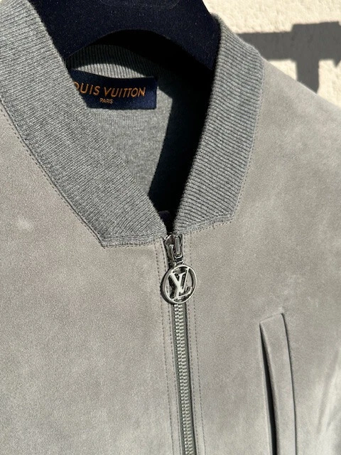 LOUIS VUITTON（LV） Louis Vuitton giacca bomber XL grigio LV camoscio pelle maglia overshirt