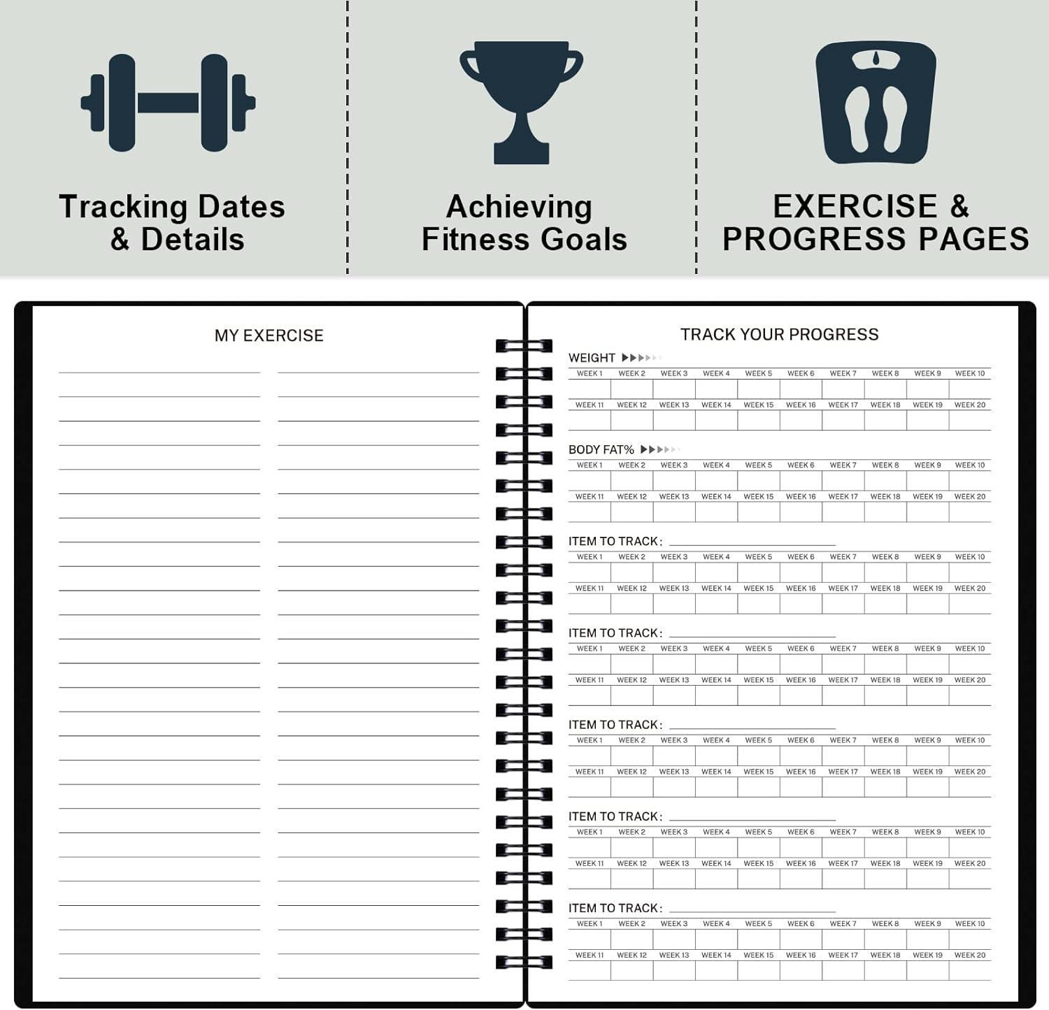 Gym Workout Log Book Fitness Exercise Training Diary Journal Track Process eBay