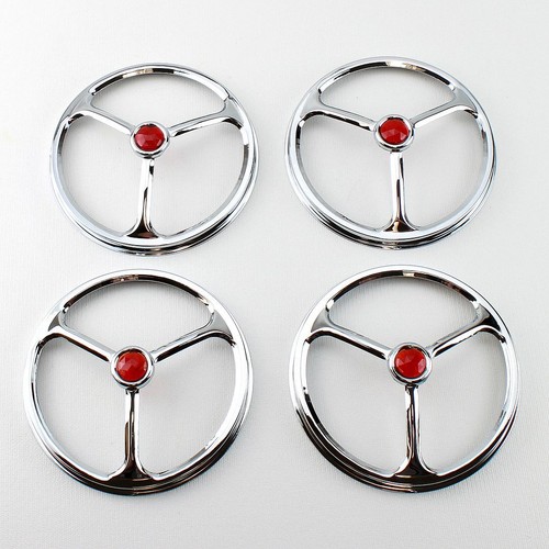 53/4" Headlights Headlamp Bulbs Chrome Trim Covers Lucas Tri Bar W/ Red Dot eBay