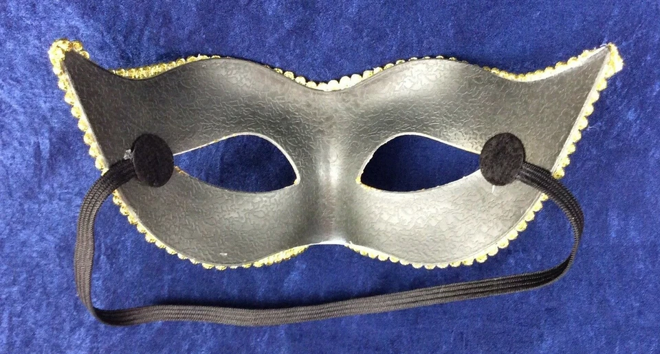 Máscara facial veneciana ribete dorado blanco banda elástica lote de 2 disfraces de Mardi Gras Foto 4 de 4