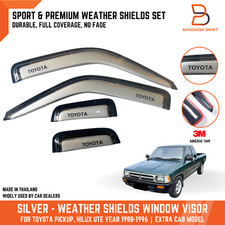 Silver Window Visor Rain Guard Deflector Fits Toyota Pickup 89-95 Xtra Cab 4pc
