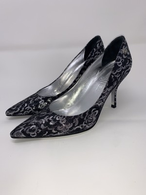 black shoes with silver heels