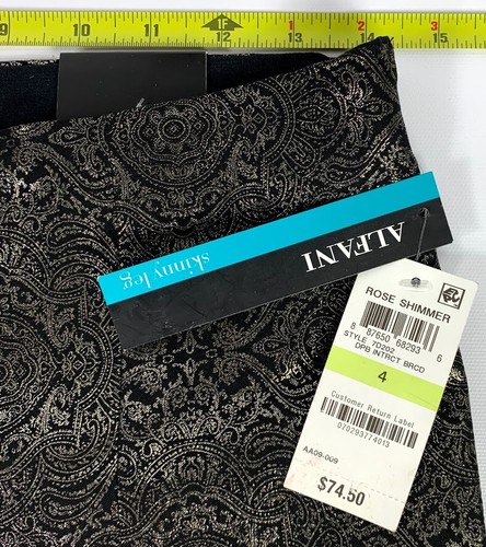 Pantalones de cintura elásticos Alfani oro metálico pierna delgada con comodidad Precio de venta sugerido por el fabricante $74 nuevos con etiquetas B0820 - Imagen 5 de 11