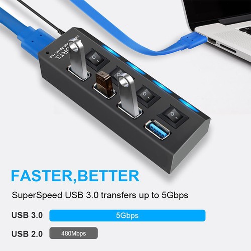 High Speed 7Port LED USB 2.0 Adapter Hub Multi-Port Socket U Disk W❤D - Bild 9 von 14