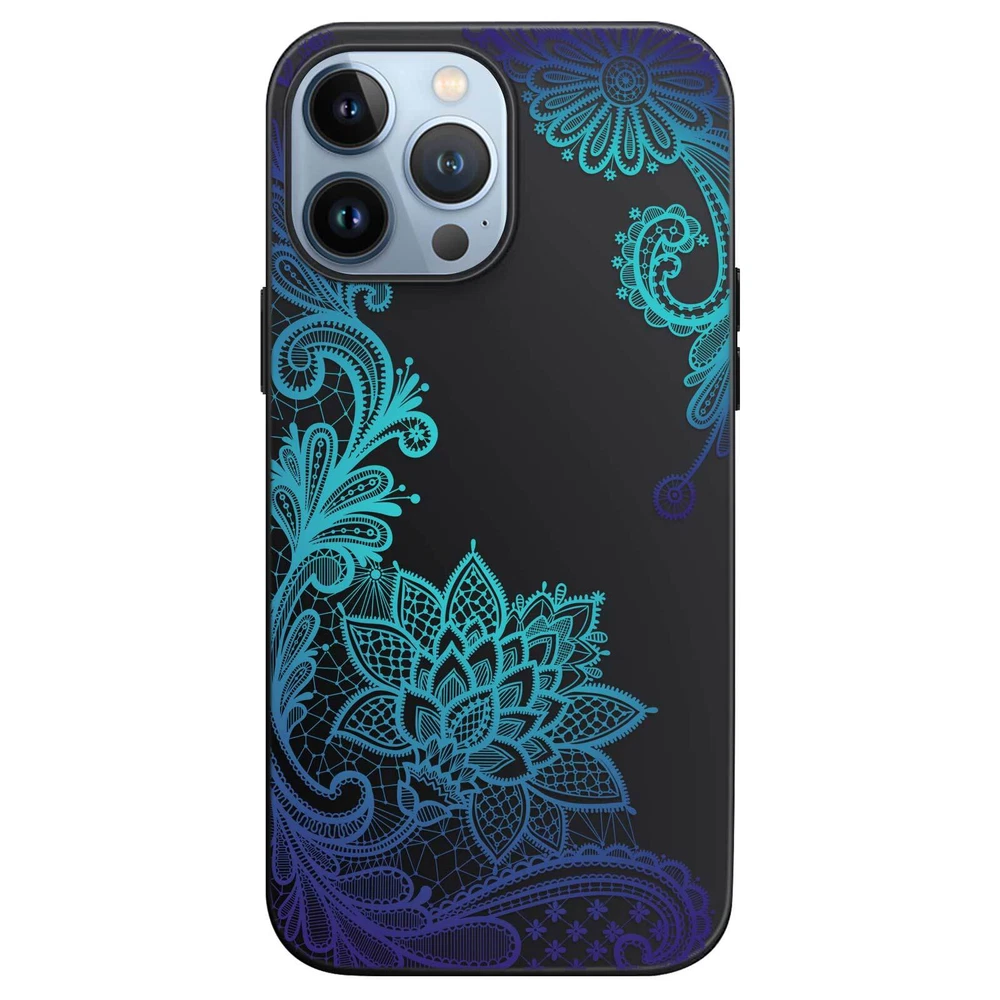 Phone Case For Apple iPhone 14 Pro Max 13 12 15 Flower Lace Protective TPU Cover