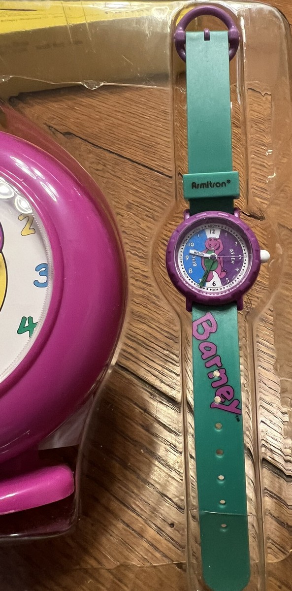 Lot of 3 Barney Toys New in Package Alarm Clock & Watch, bubbles