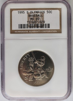 1995 S PCGS MS69 Baseball Commemorative 50c Half Dollar 1995-S MS-69