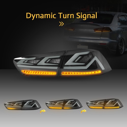 RGB LED Tail Lights For Mitsubishi Lancer EX EVO 2008-2017 Smoked Rear Lamps - Picture 11 of 15