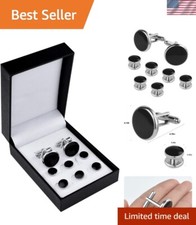 Men's Tuxedo Cufflinks  Studs Set with Gift Box - Perfect for Weddings  Events