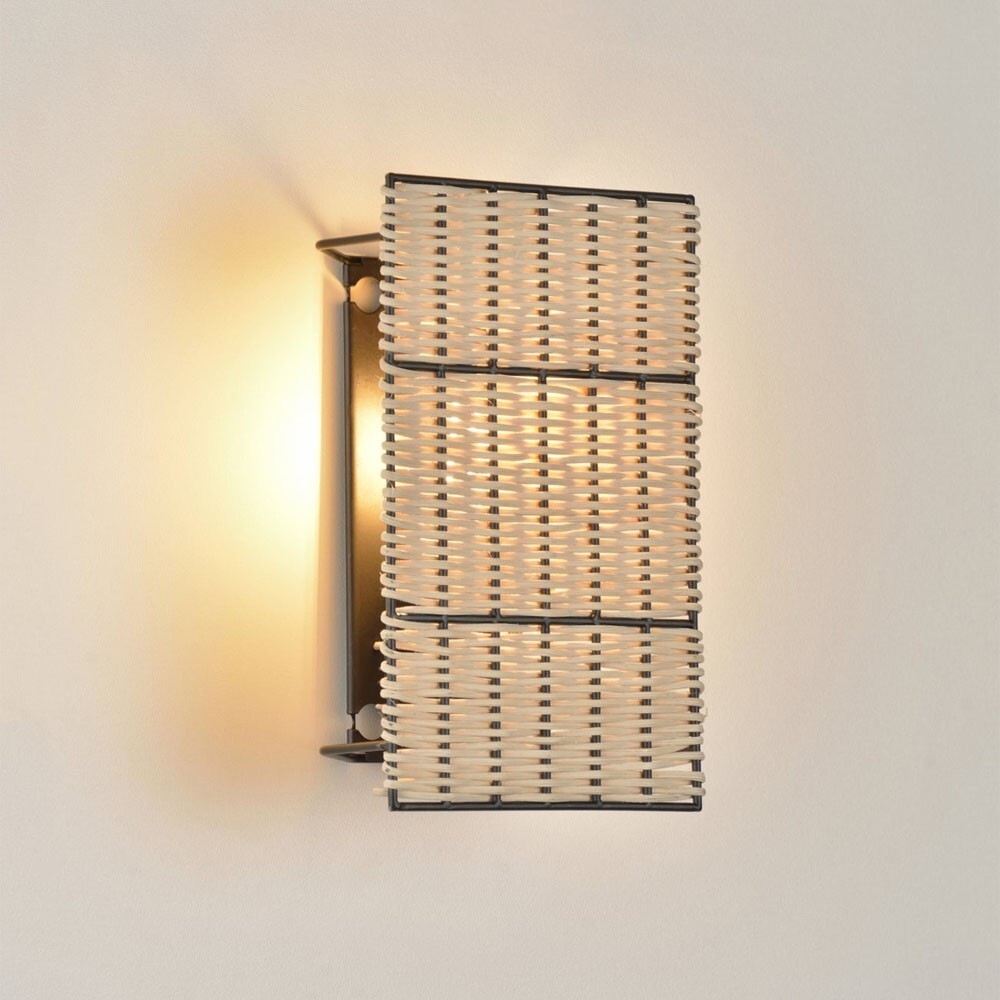 Applique angle rotin tressé Tijuana luminaire naturel haut de gamme