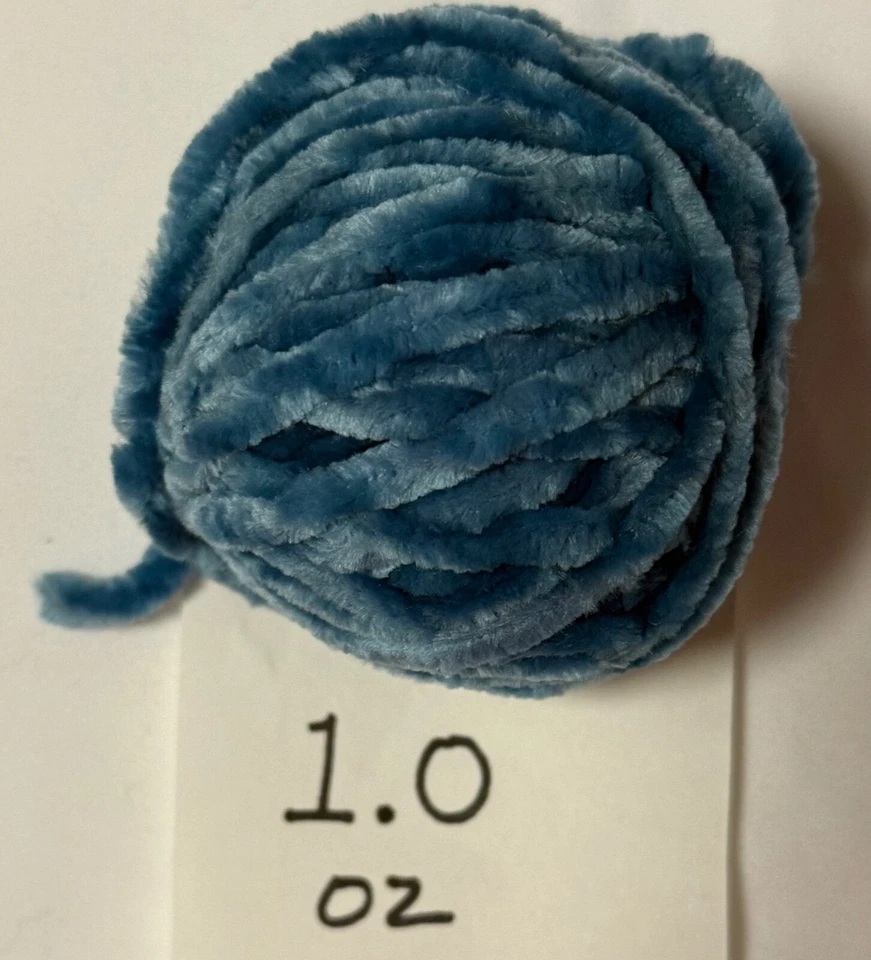 CHENILLE YARN LOT TOTAL OF 13.2 Oz = Dk Red, ,Blue, Yellow Ball , Yellow Skein - Image 4 of 4