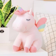 Plush Unicorn Stuffed Animal Pillows Toy Pink Color Addorable Kids Girls 12''