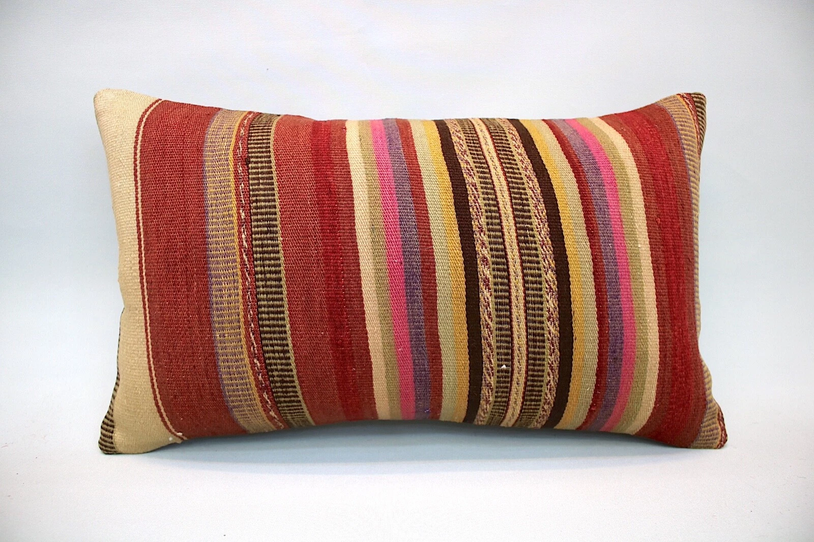 Kilim Pillow, 12x20 in, Decorative Ethnic Pillow, Turkish Pillow, Accent Pillow