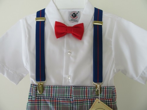 NWT Boys 7yrs Jumpsuit-Shirt-Tie-Suspenders NOS Church Easter Golf Romper Outfit - Picture 5 of 12