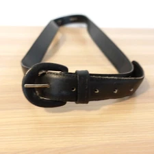 Vintage Astor Belt Womens Black Leather Buckle Large Solid Dress Genuine USA