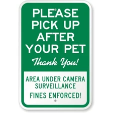 Pick Up After Pet Aluminum Weatherproof Sign c01209