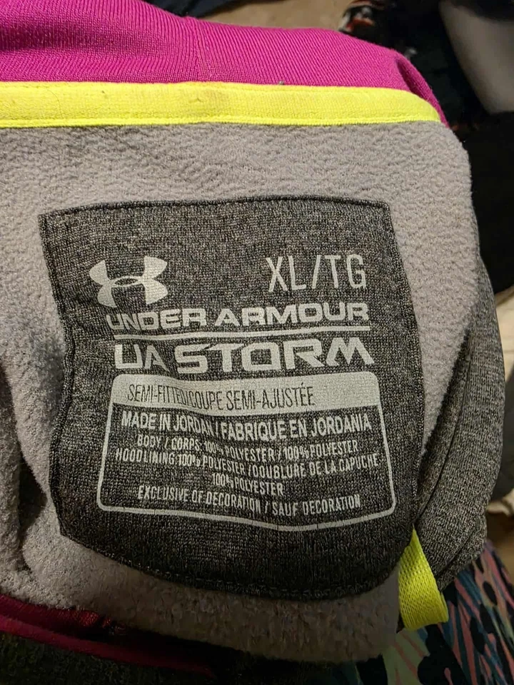Sudadera con capucha Under Armour para mujer UA Storm gris rosa talla XL Foto 3 de 3