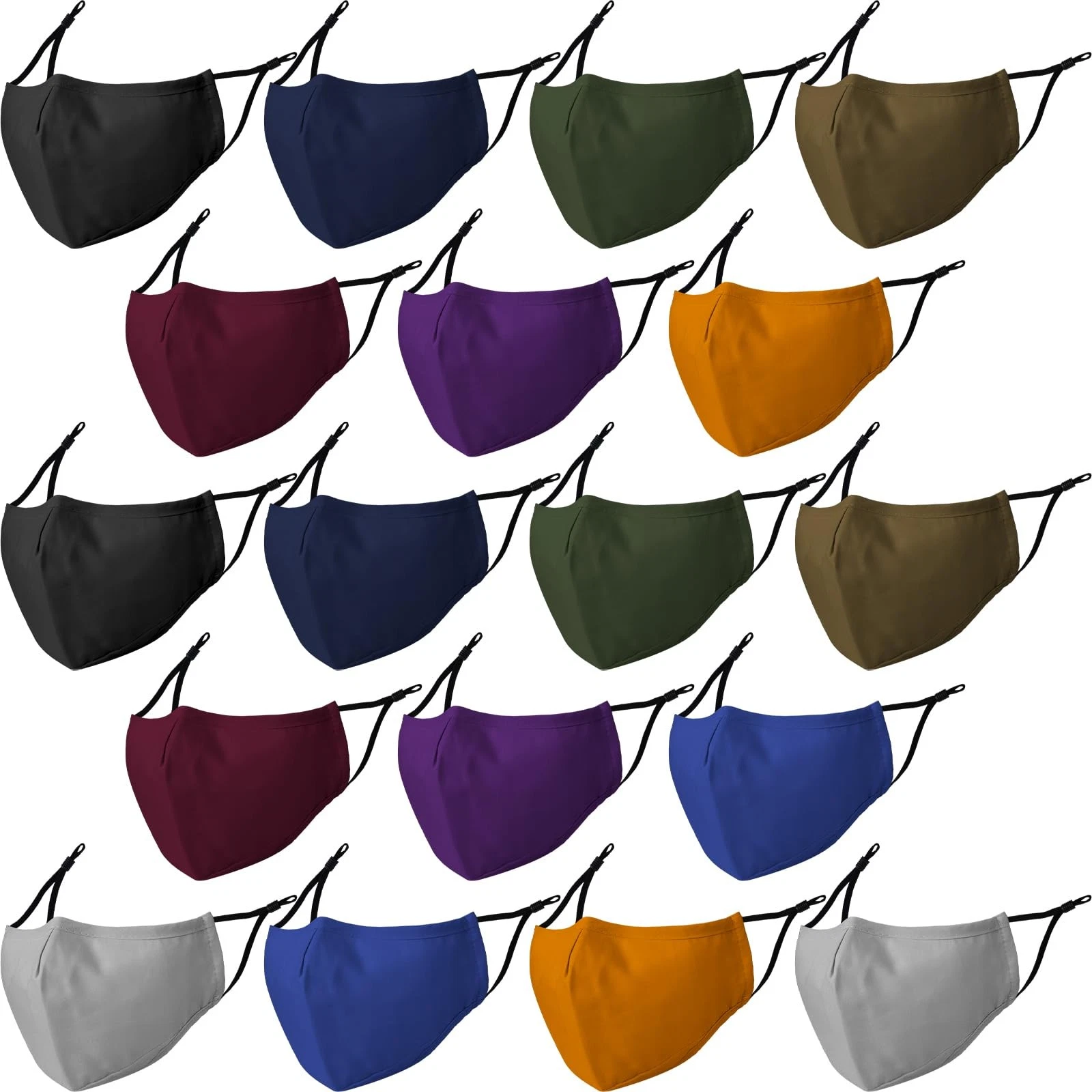 18 Pack Reusable Cloth Face Masks Washable Cotton Face Mask Adjustable Breath...