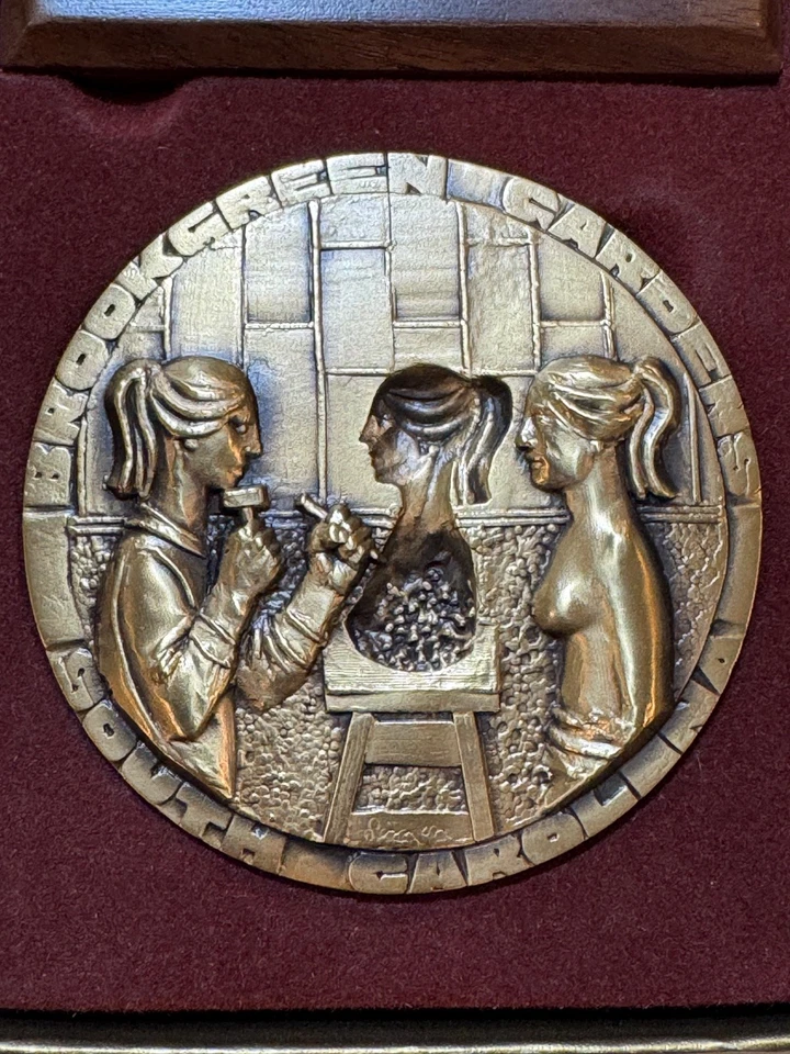 MEDALLA DE BRONCE BROOKGREEN GARDEN OBRA DE CADA ARTISTA REVELA UN AUTORRETRATO SIMON Foto 4 de 4