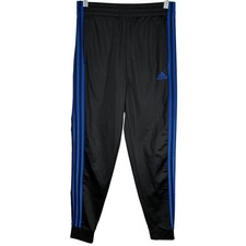 Adidas Kids XL 18/20 Black Blue Stripe Joggers Track Pants Athletic Sweatpants