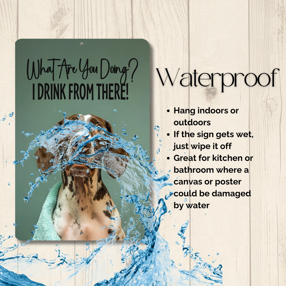 Letrero de baño puntero alemán de pelo corto inodoro baño perro divertido metal lata arte gsp Foto 3 de 4