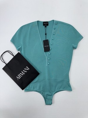 Giorgio Armani Damen Henley Body türkis Größe 46