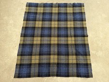 Vintage Woolrich x Pearce Navy Blue Plaid Wool Throw Blanket 58x67 Free Shipping