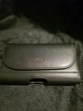 Wonderfly Black Leather Horizontal Cell Phone Carrying Case, Belt Clip- NIB