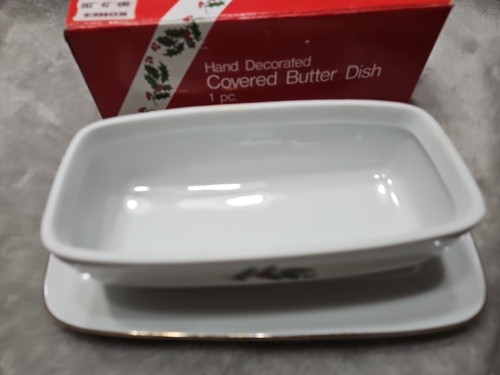 ACEBO DE NAVIDAD con borde dorado plato de mantequilla FINA CHINA JAPÓN vacaciones raro - Imagen 9 de 9