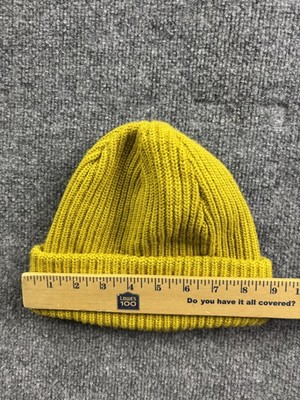 The North Face Mustard Yellow Knit Cuffed Beanie Logo Patch Hat One Size The North Face Hat Beanie Mens One Size Yellow Knit Lined  main image 3
