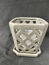 Maceta de cerámica de 4" - Hormigón - Cuadrada - Maceta interior moderna + Maceta ranurada adicional.