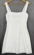 Reformation Elana White Linen Mini Dress Square Neck Lined Ruched Size 4