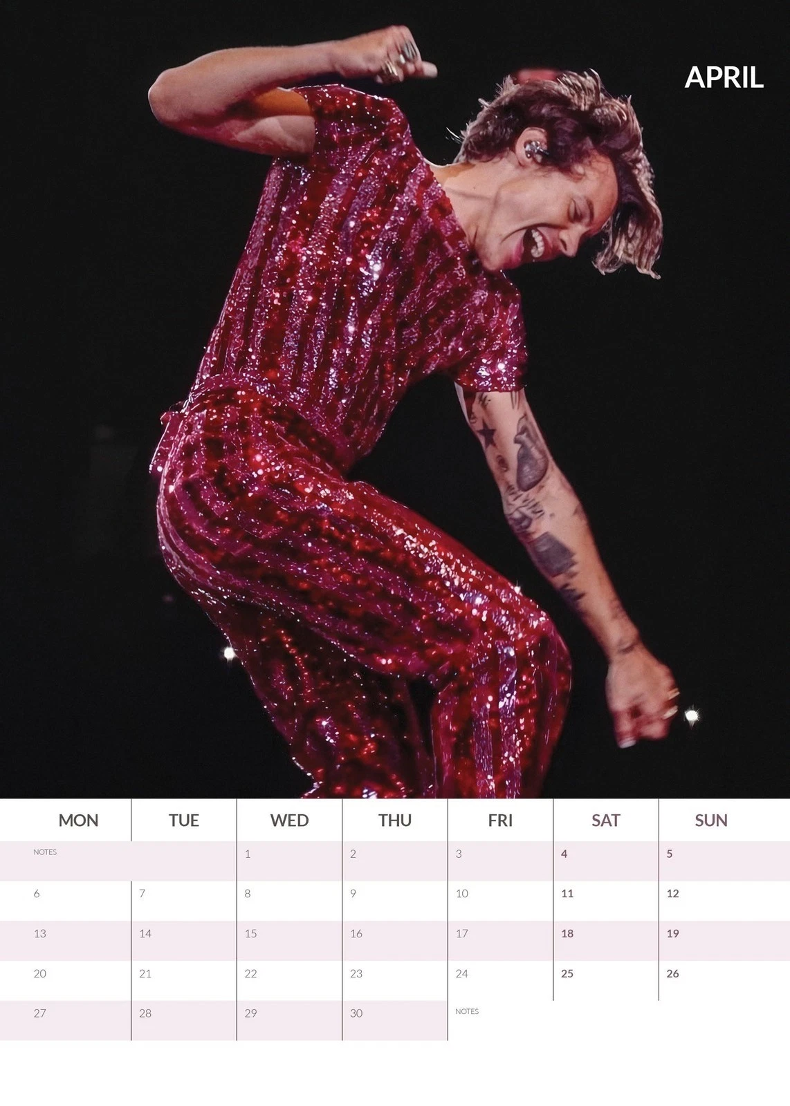 Harry 2026 Vertical Wall Calendar