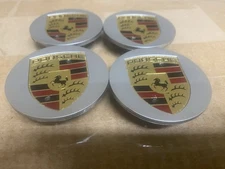 PORSCHE MACAN Caps Silver Color Crest 4x Factory OEM Center Caps