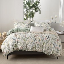 King Duvet Cover Set Floral Soft Cotton 3 Pieces Bedding Set Chic Floral Gard...