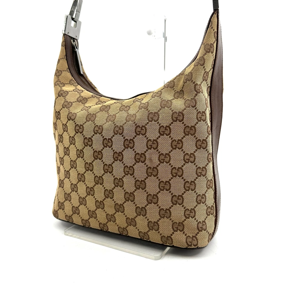 GUCCI GG холст кожаный наплечная сумка коричневый Hobo один ремень - Изображение 4 из 4