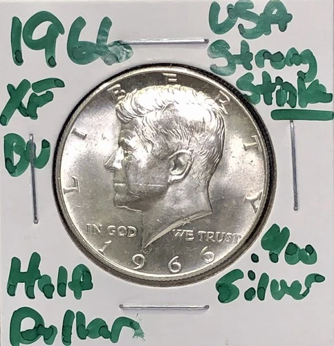 1966 Silver Kennedy Half Dollar - Gem BU UNC XF Details - VERY STRONG STRIKE!