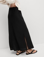 Marks & Spencer Womens Black Linen Maxi A Line Women Skirt - M&S