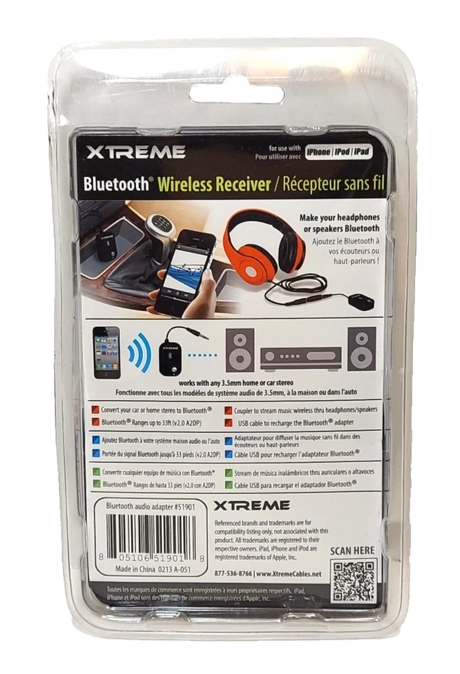NEW Xtreme Bluetooth Wireless Receiver For Car Or Mobile Audio Stereo SEALED - Image 2 of 4