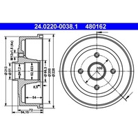 Bremstrommel ATE 24.0220-0038.1 (2 Stk.) FüR Opel Corsa C Tigra Twintop