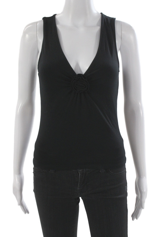 Wilfred Women V-Neck Sleeveless Viscose Tank Black Basic Size S