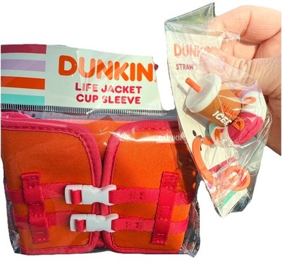 Dunkin  Life Jacket Sleeve & Straw Topper NEW! Summer 2026 Pool Float