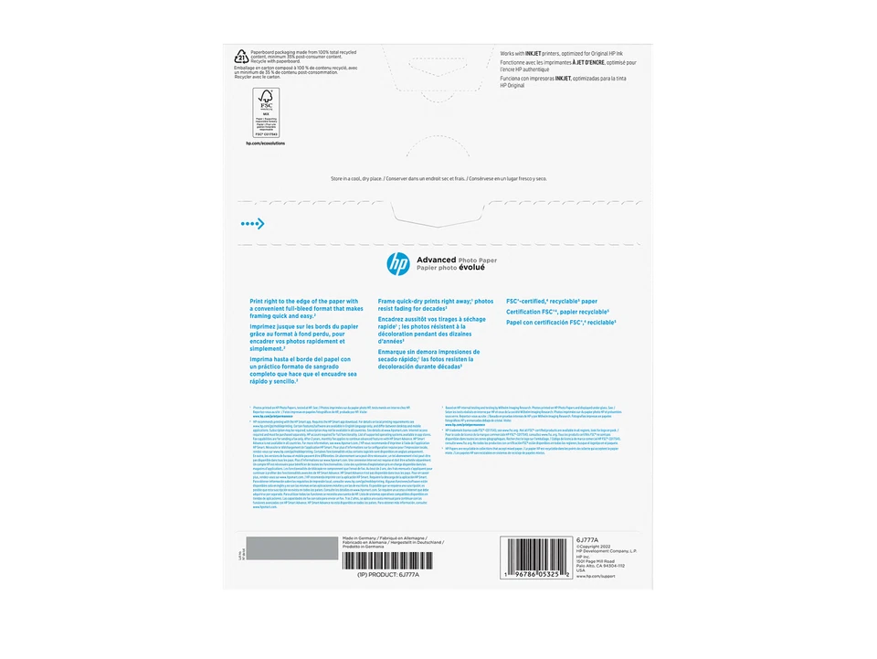 HP Advanced Photo Paper Glossy 65 lb 8 x 10 in. (203 x 254 mm) 25 sheets - Image 3 of 4