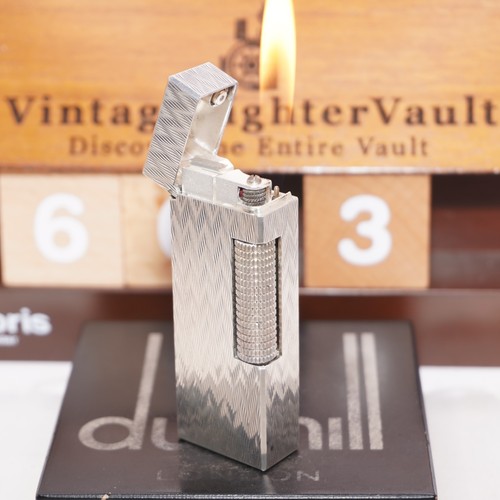 Dunhill Rollagas Lighter Silver CHEVRON Pattern _Ultrasonically Cleaned_Working