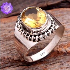 Yellow Citrine Gemstone 925 Sterling Silver Handmade Jewelry Ring Gift For