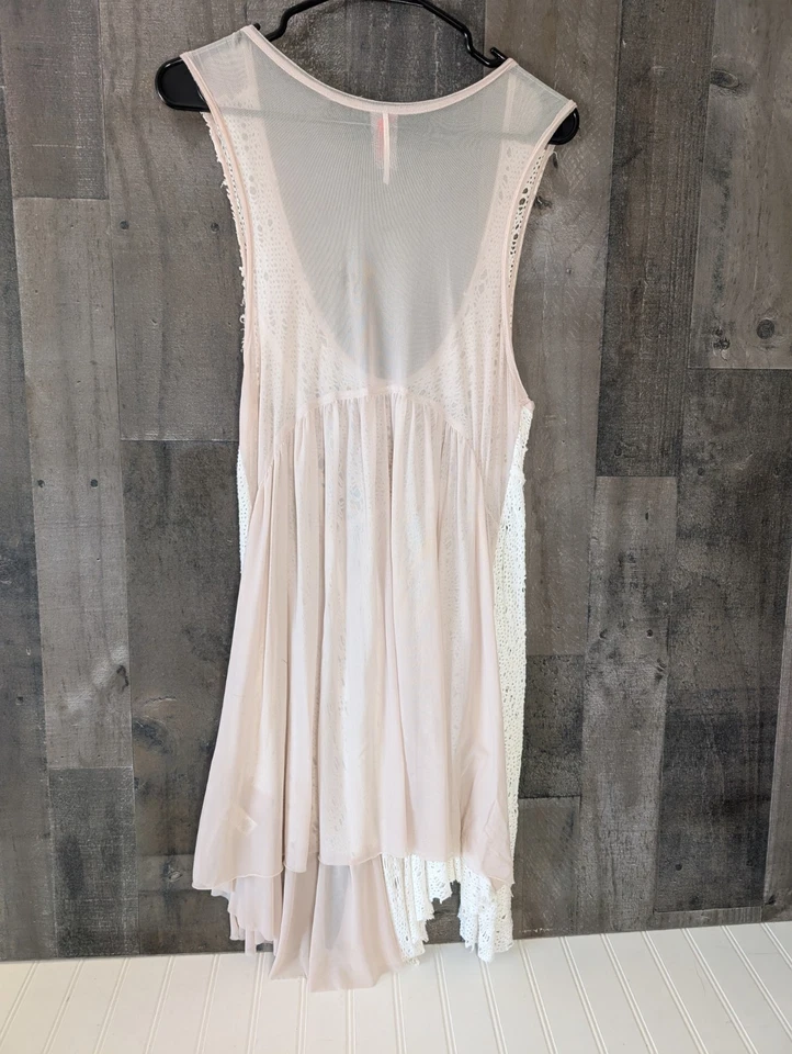 FREE PEOPLE Luscious Lagoon Web Lace Slip Dress Mini White Beige Size Small - Image 2 of 4
