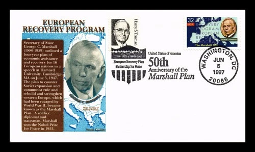 DR JIM STAMPS US COVER MARSHALL PLAN FDC COMBO PANDA THERMOGRAPHED CACHET