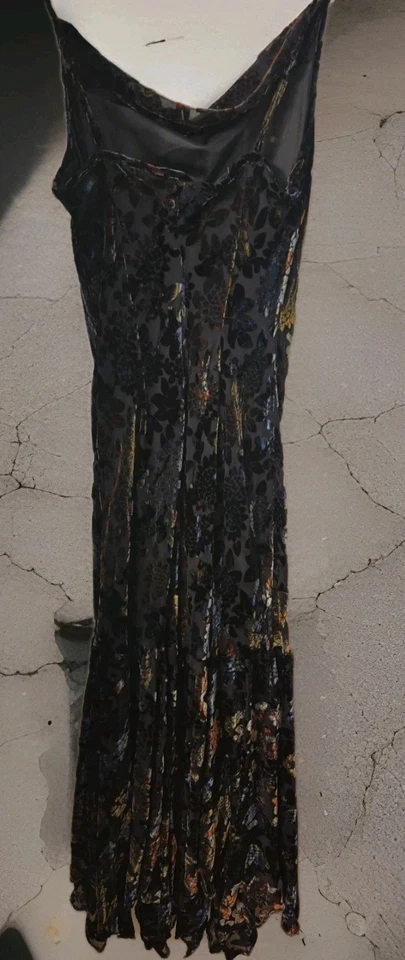 Vintage Newport News Velvet Burnout Evening Gown Grunge Goth Midi Dress Sz 8 - Image 3 of 4